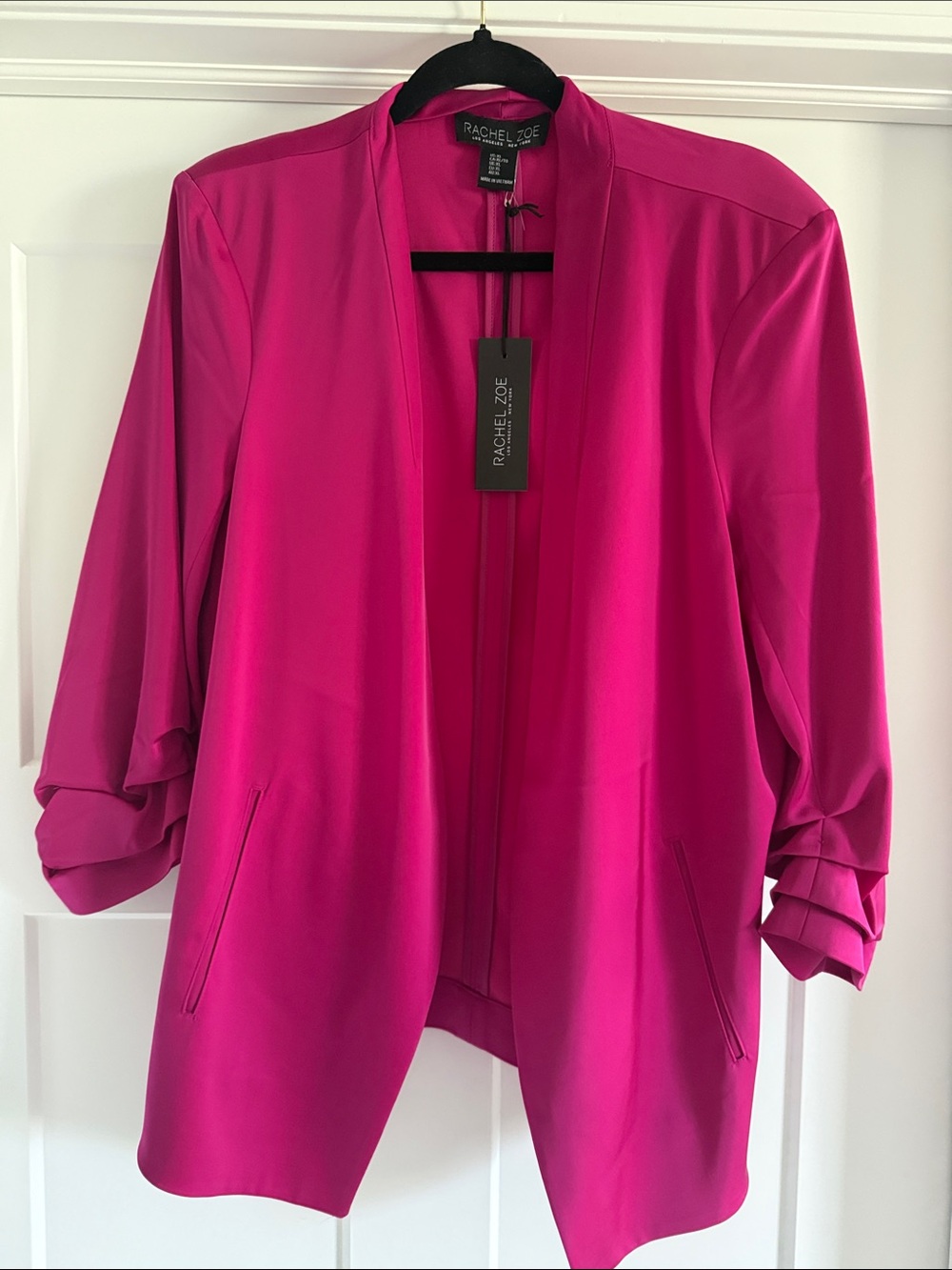 Rachel Zoe Fuchsia Open-Front Draped Blazer